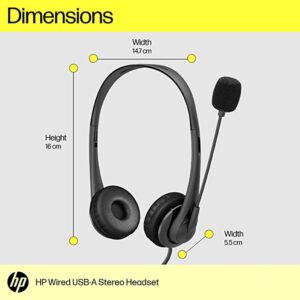 HP Stereo Wired On Ear Headphones with Mic USB G2 with Vegan Leather Earcups, Flexible 3.5Mm Audio Jack, Laptop/Pc/Office/Home Use, in-Line Volume Control/ 1 Year Warranty (428H5Aa), Color