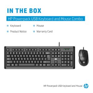 HP USB Wired Keyboard and Mouse Set, Wired Powerpack (Black)