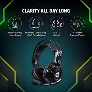 HP H200Gs Wired Gaming Over Ear Headphones with Mic, Lightweight Design, Soft Adaptive Suspension Headband with USB7.1 Output, 7.1 Stereo Surround Sound/1 Year RTB Warranty (8AA07AA)